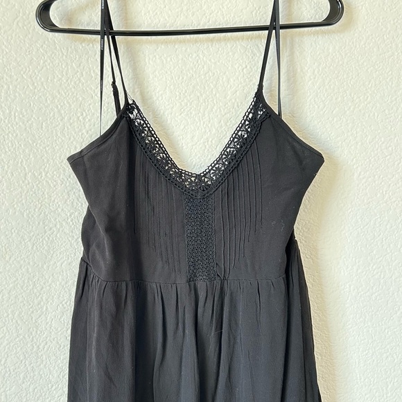 Forever 21 Dresses & Skirts - Forever 21 Black Lace Trim Babydoll Flowy Goth, Gothic Spaghetti Strap Dress